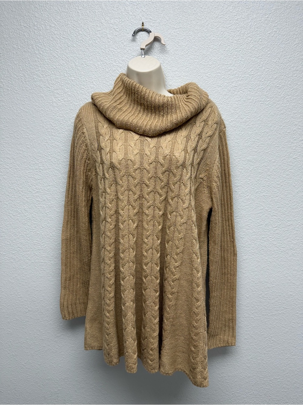 St. John's Bay Camel Cable-Knit Cowl Sweater